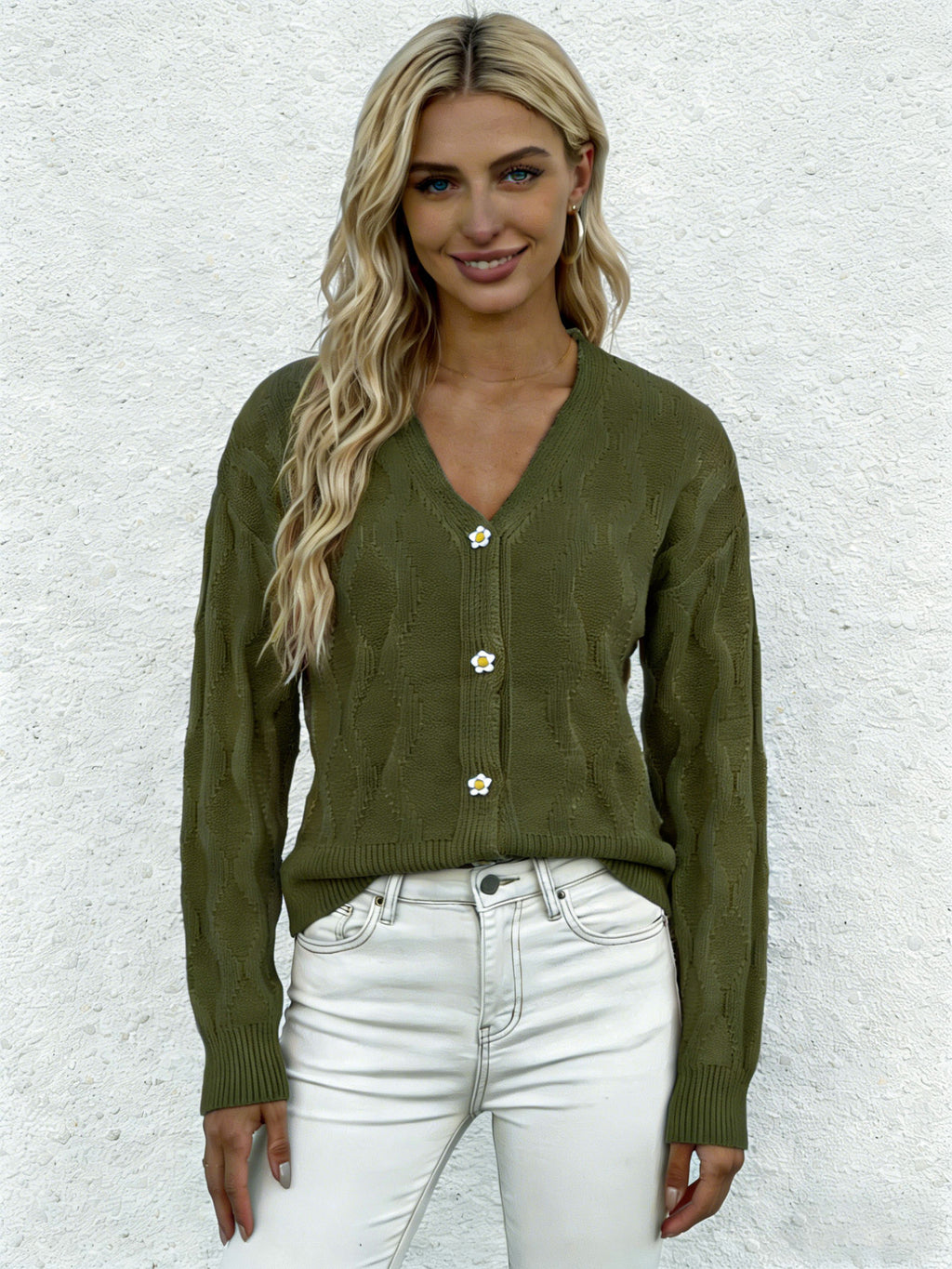 V-Ausschnitt Strickpullover