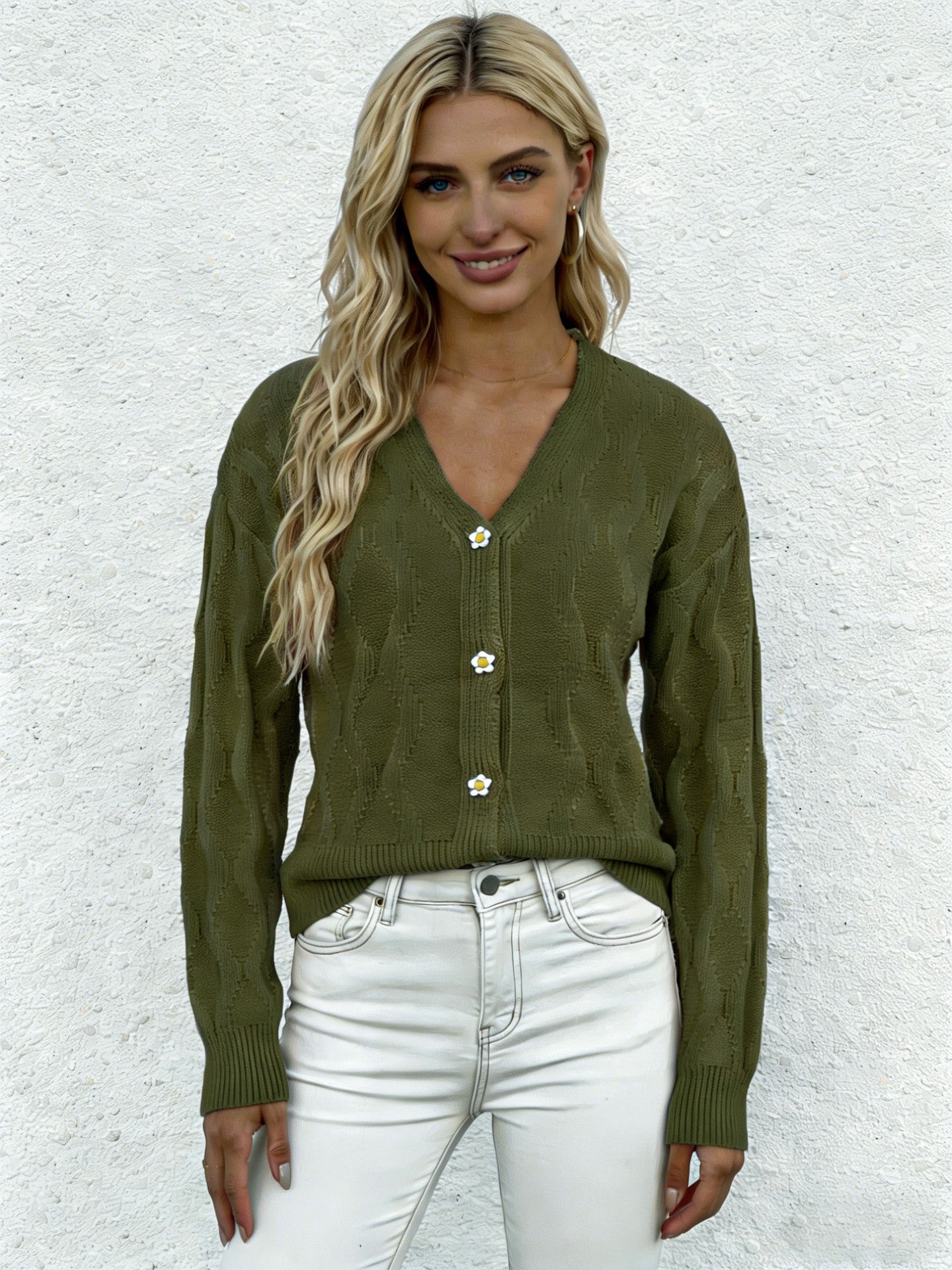 V-Ausschnitt Strickpullover