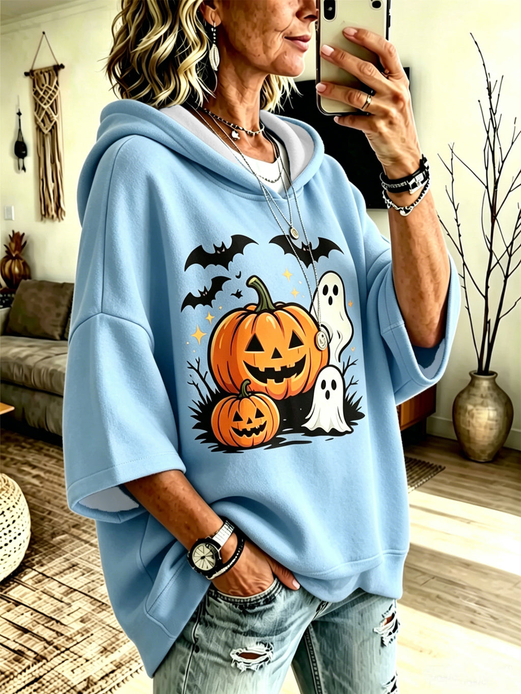 Halloween-Sweatshirt mit Digital-Druck