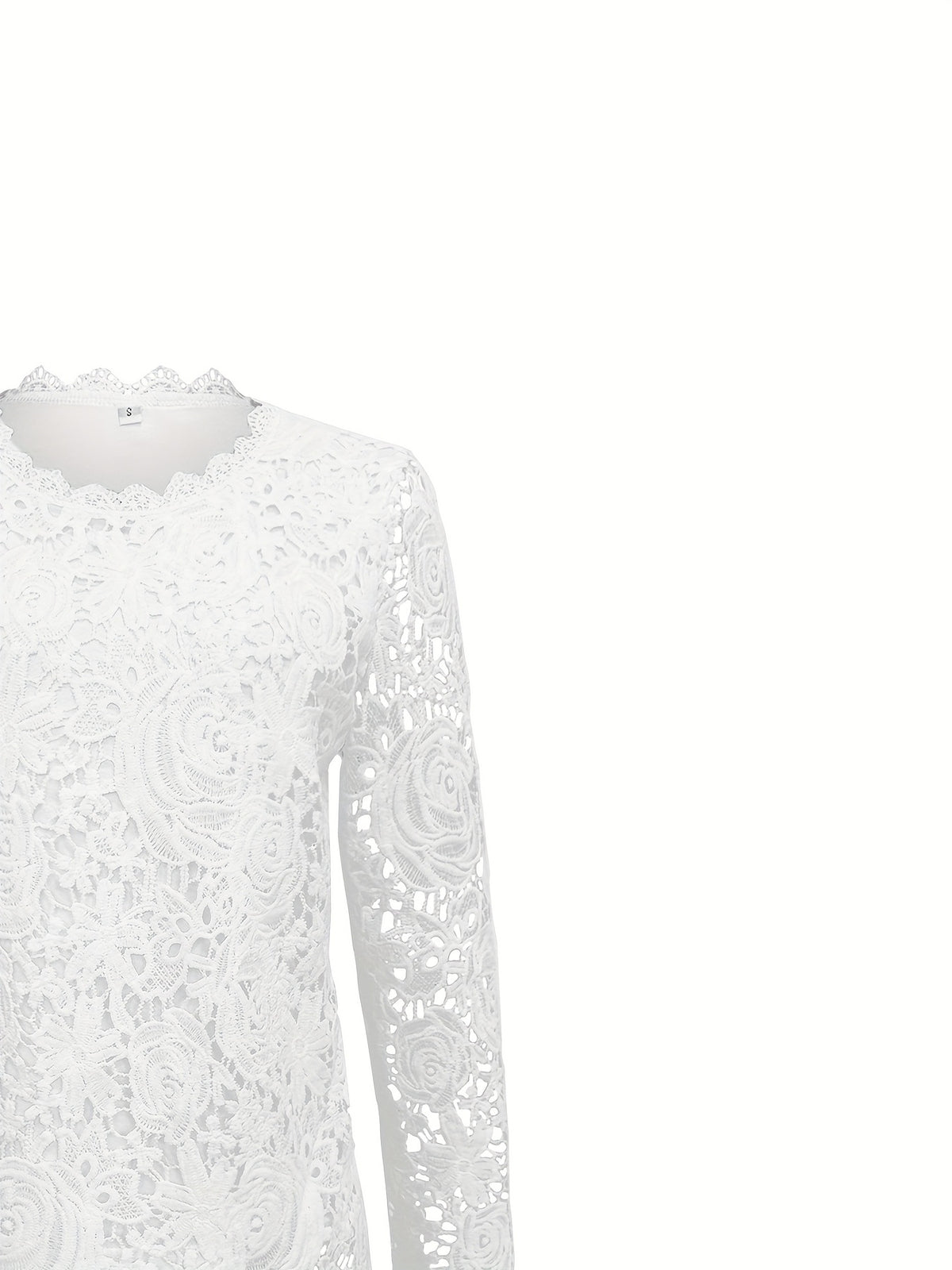 Vintage Langarm-Spitzentop mit Rundhals – Bild 2 | LuxeStyle