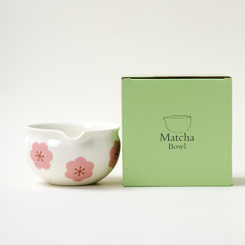 Matcha-Schale mit Blumenmuster