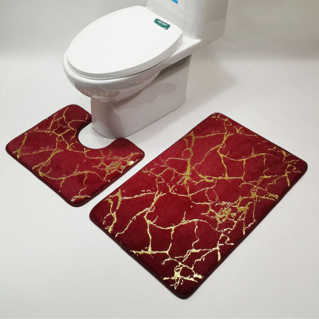 WC-Matten-Set aus Kunstfell, rutschfest