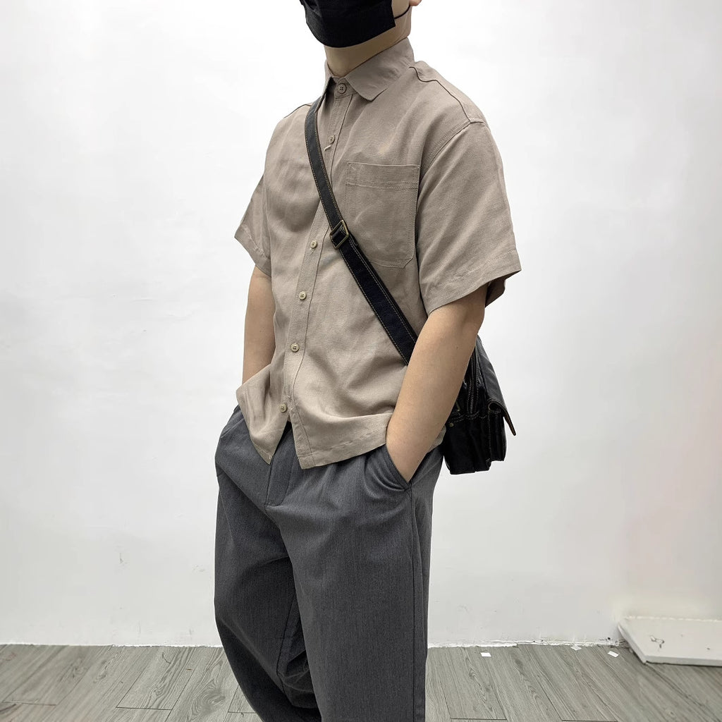 Leinenhemd Kurzarm – Japanischer Retro-Stil – Bild 2 | LuxeStyle