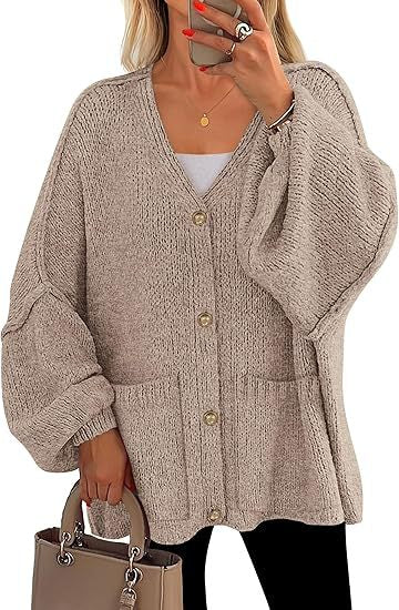 Damen V-Neck Strickjacke mit Taschen