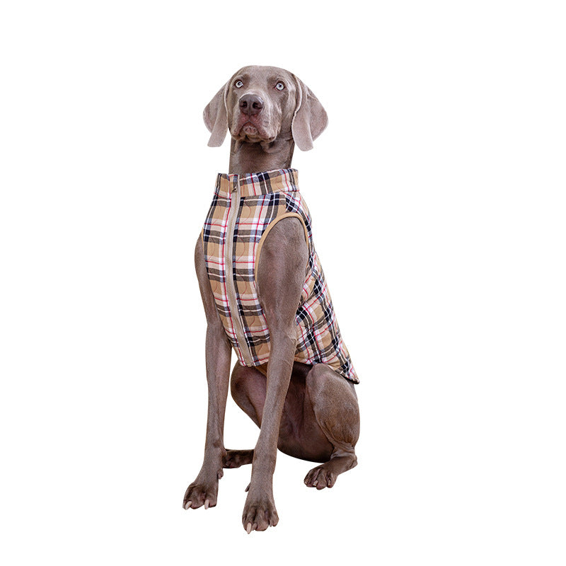 Winter-Doggenmantel mit Plaidschur und Zipper