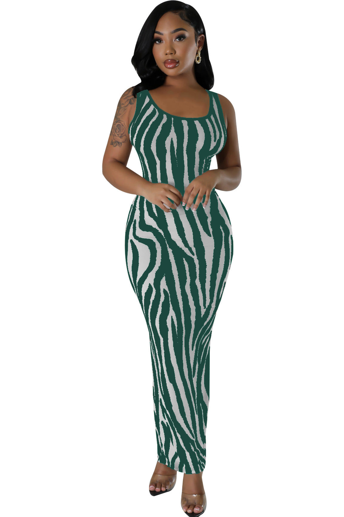 Elegantes Westenkleid in A-Linie mit Zebra-Print – Bild 4 | LuxeStyle