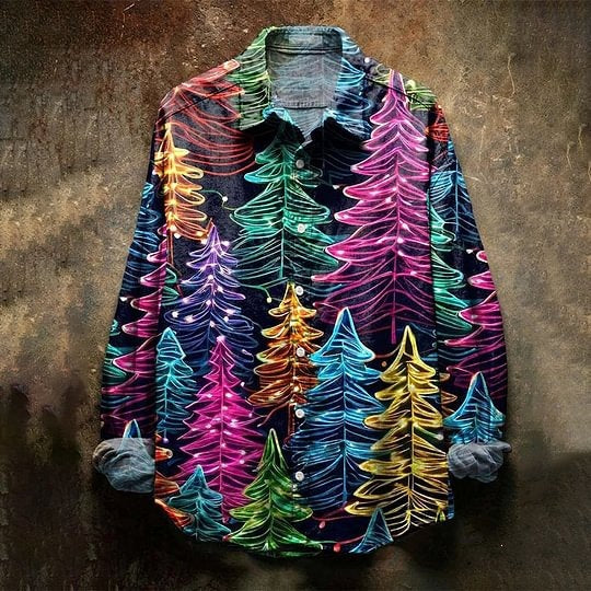Herren-Langarmhemd mit Weihnachtsbaum-Muster – Bild 9 | LuxeStyle
