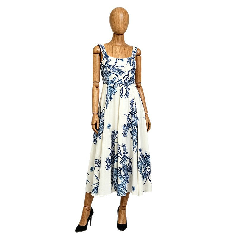 Maxi-Kleid mit Print und hohem Bund