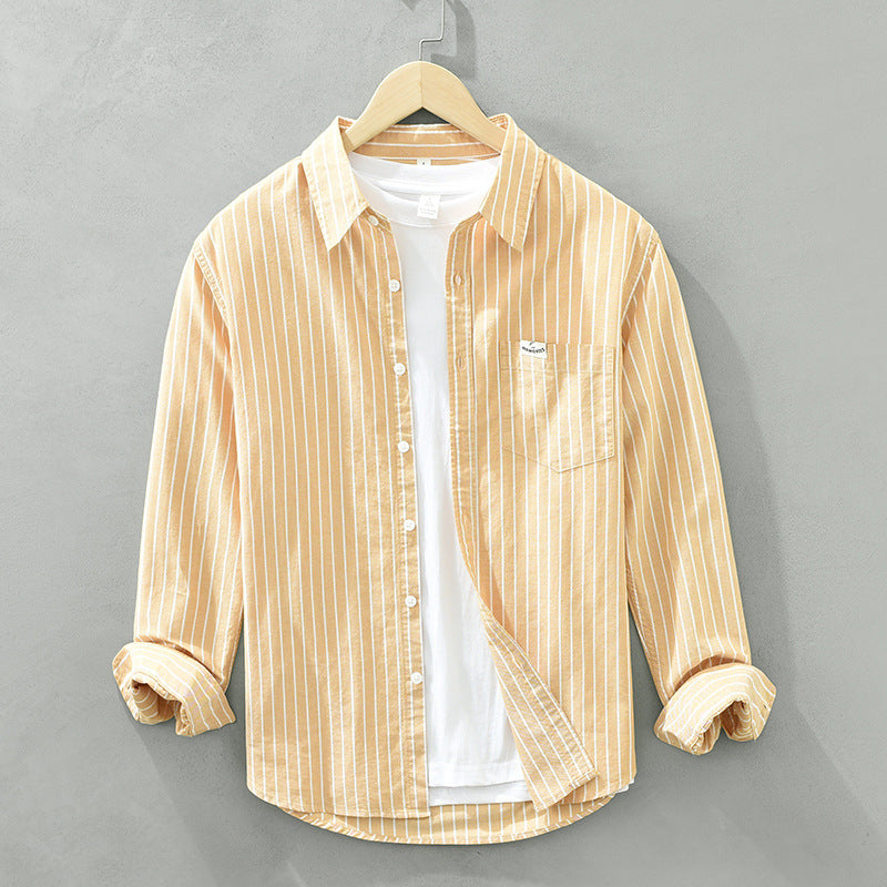 Gestreiftes Oxford Baumwollhemd für Herren | LuxeStyle