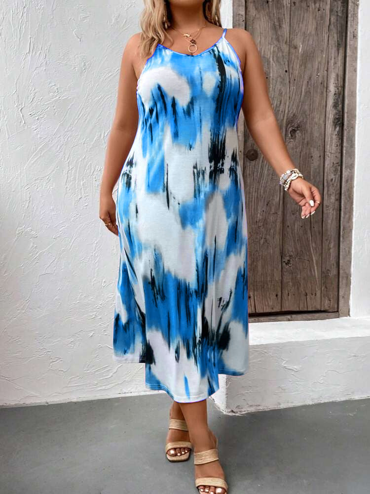 Bedrucktes A-Linien Plus-Size Kleid