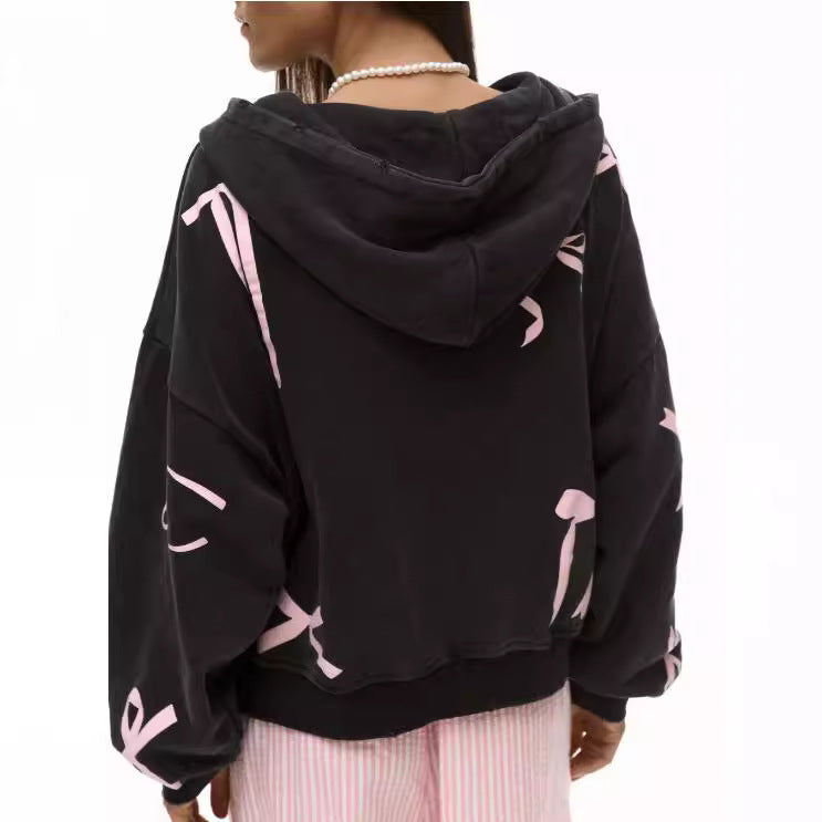 Kapuzen-Sweatshirt mit Schleifenprint