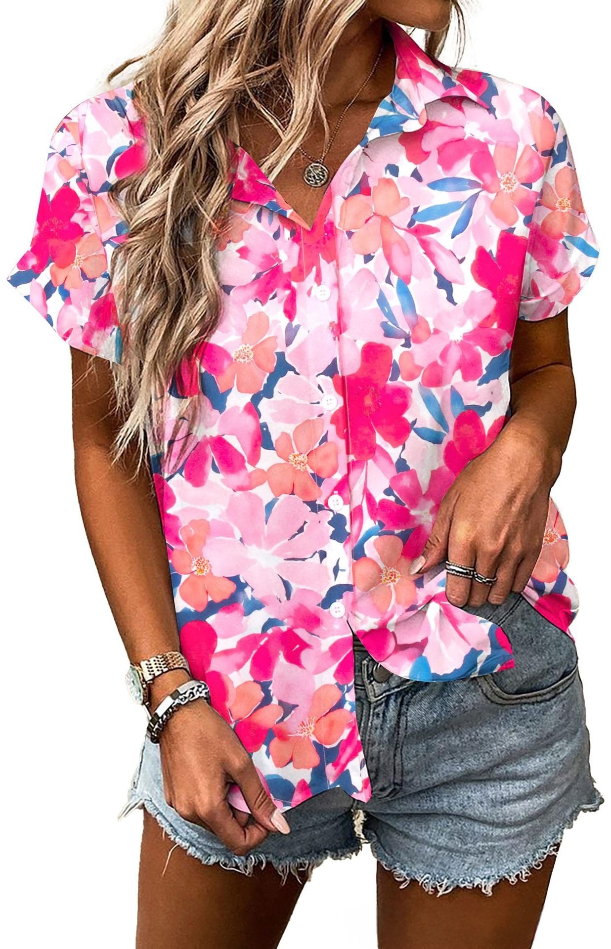 Bluse mit Blumenmuster, locker geschnitten