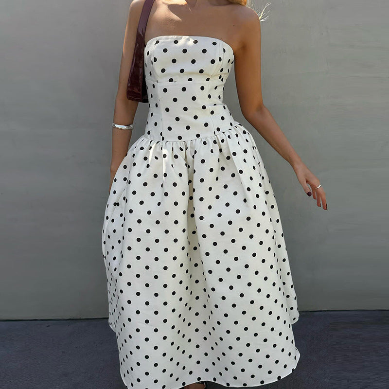 Vintage Polka-Dot Tube-Top Kleid