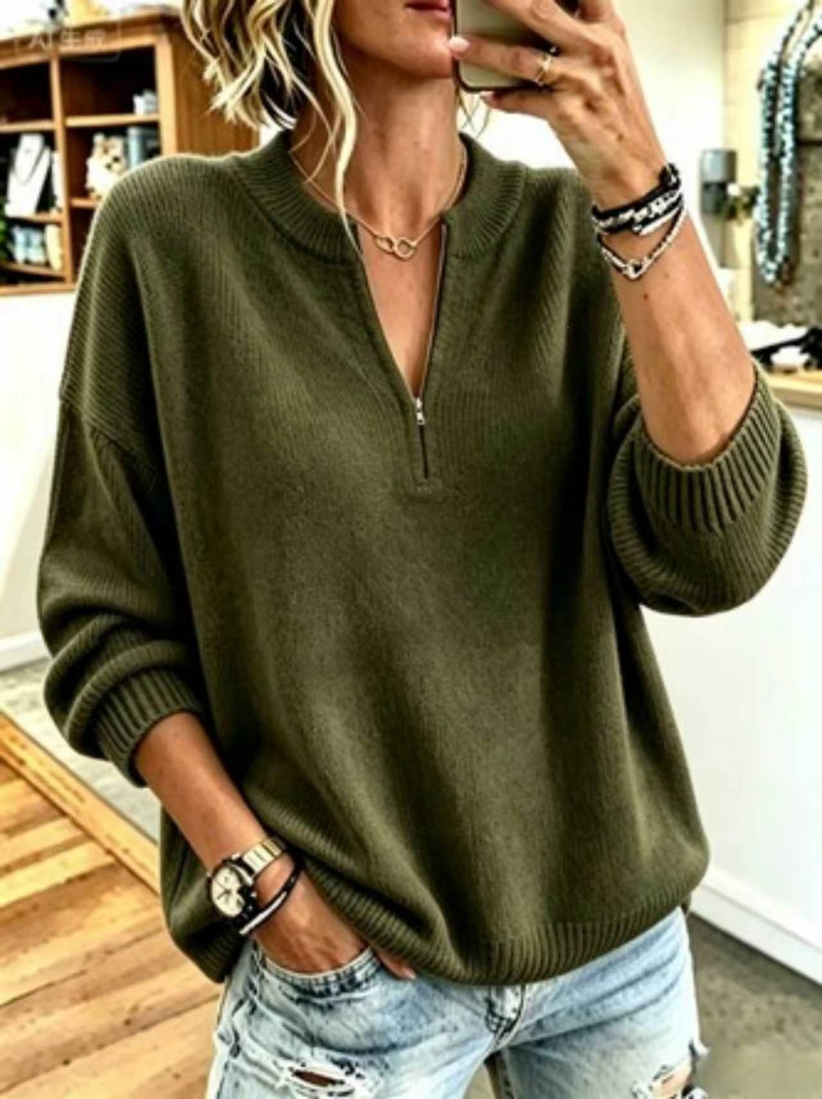 Half-Zip Pullover im Koreanischen Stil – Bild 7 | LuxeStyle