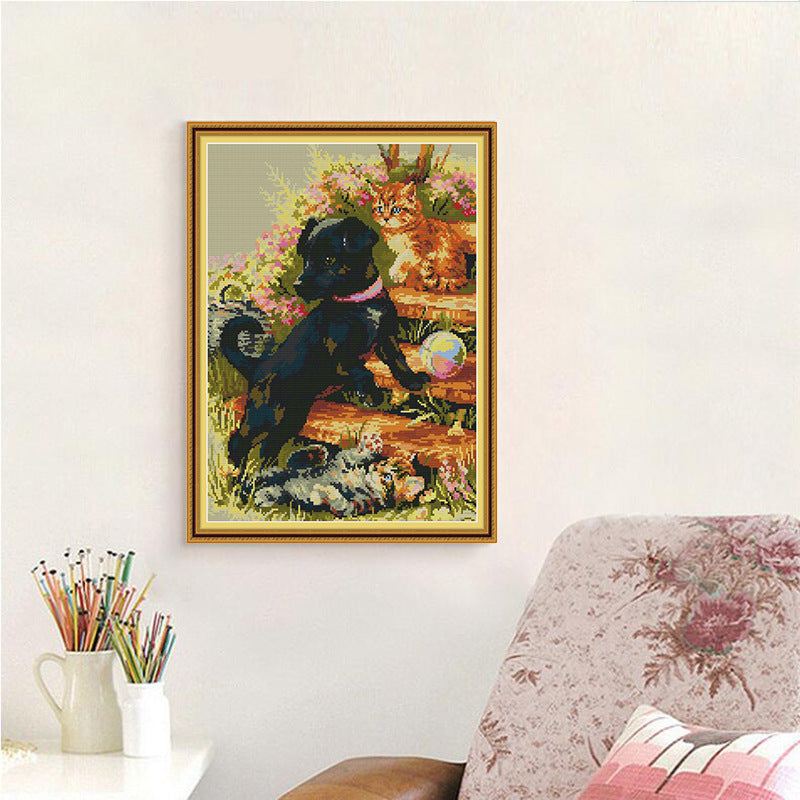 Stickbild "Kleiner schwarzer Hund"