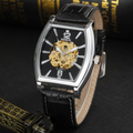 Quadratische mechanische Lederuhr | LuxeStyle