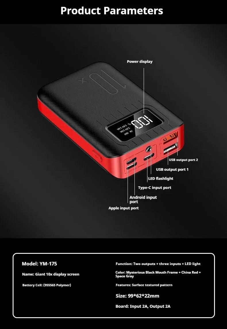 Powerbank 10000 mAh mit Schnellladefunktion