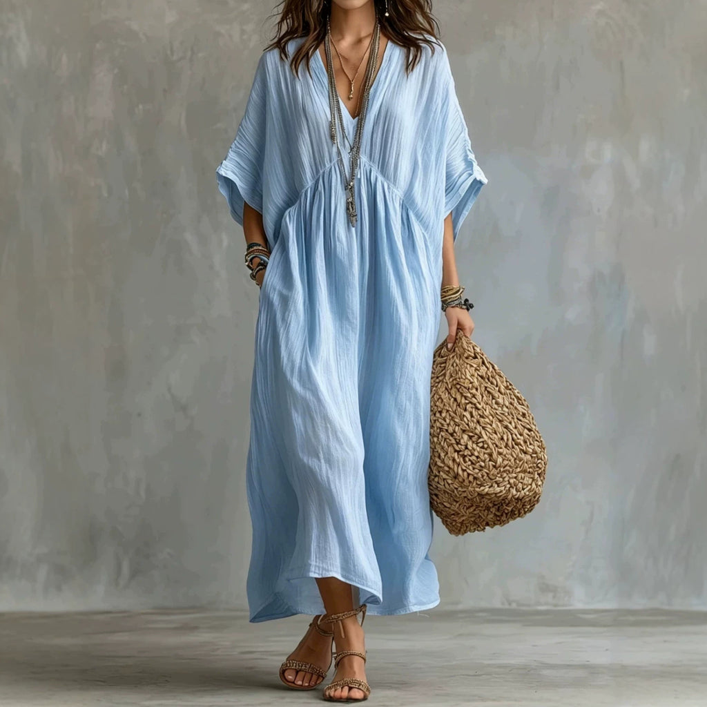 Locker sitzendes Baumwoll-Leinen-Kleid – Bild 8 | LuxeStyle