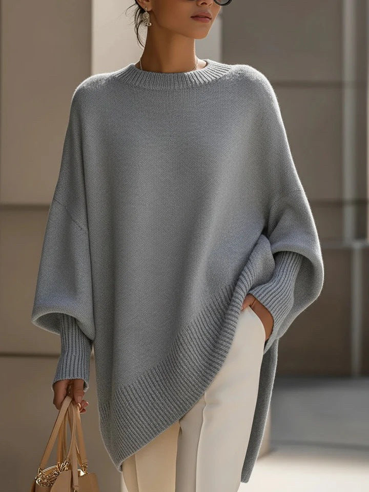 Damen Locker Crew-Neck Strickpullover