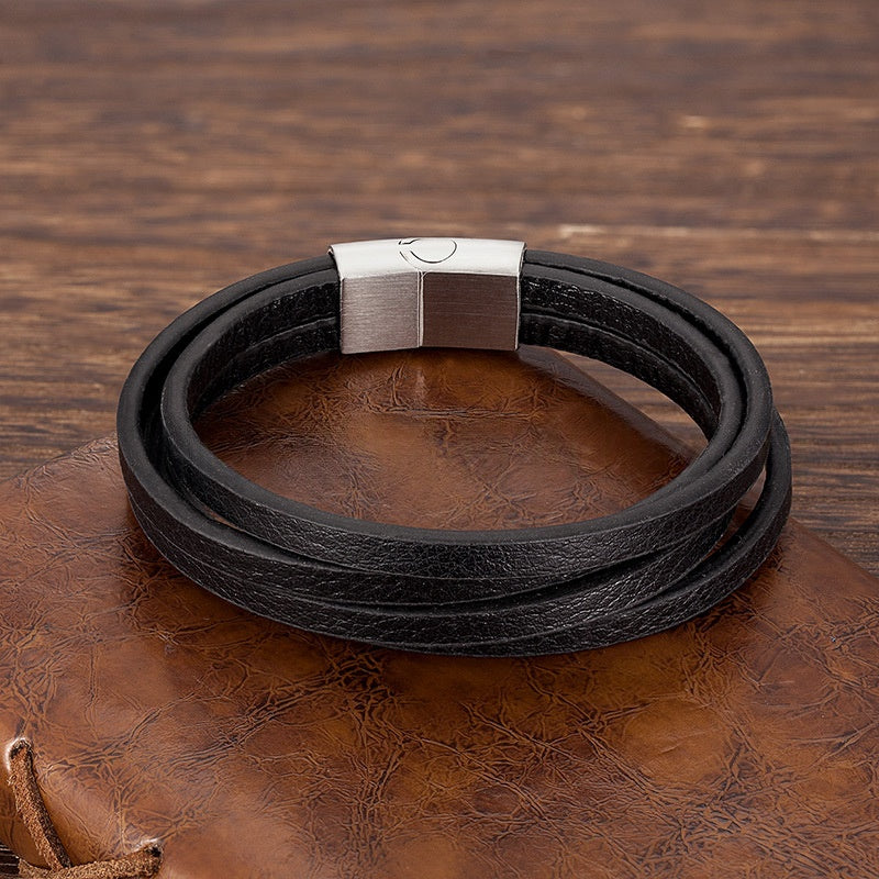 Edelstahl-Lederarmband – Bild 3 | LuxeStyle