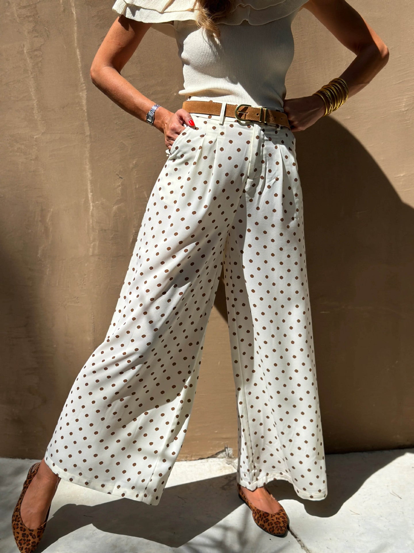 Weite Freizeithose mit Polka Dots
