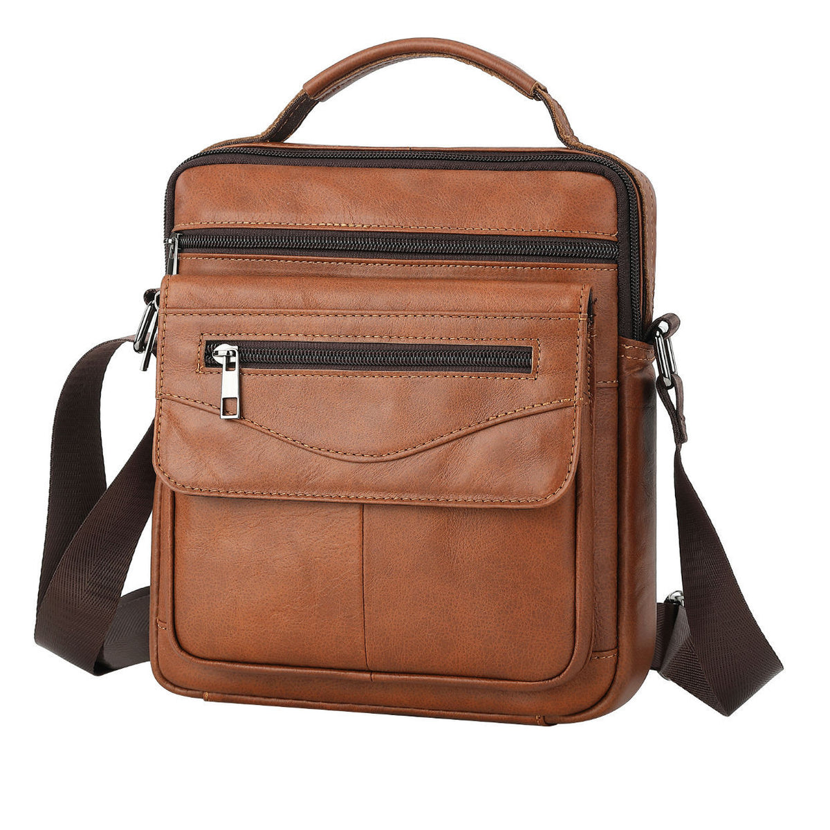 Schultertasche aus echtem Leder, schwarz | LuxeStyle