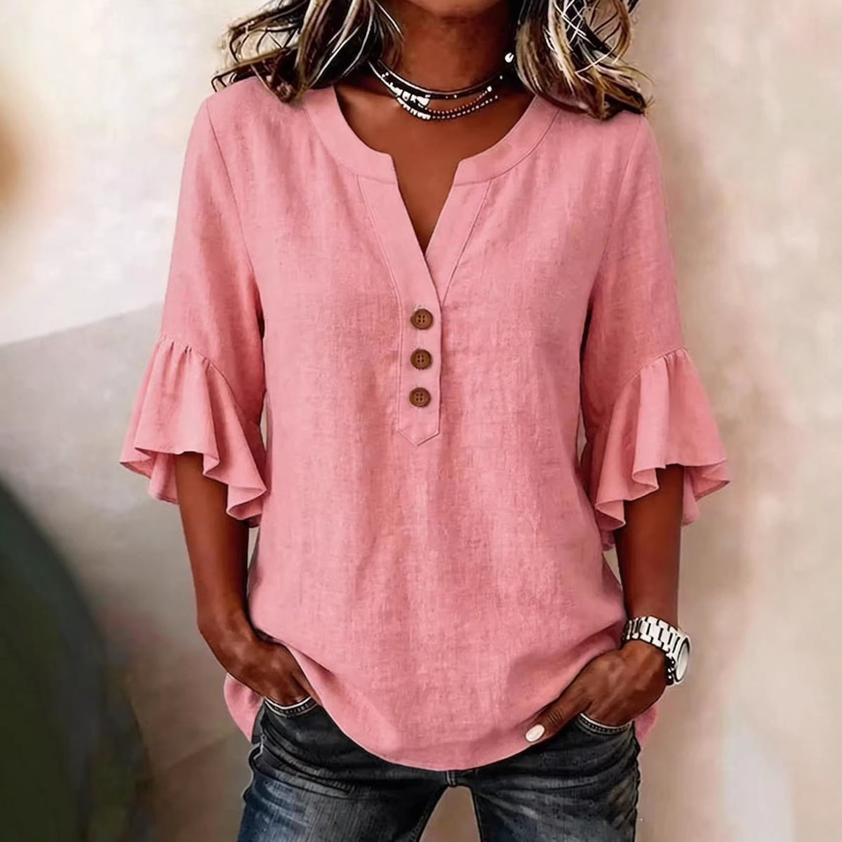 Elegante Oversize Bluse aus Baumwoll-Leinen-Mix – Bild 3 | LuxeStyle