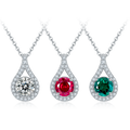 Moissanit-Halskette «Aurora» 1 ct · 925 Silber Tropfen-Halo