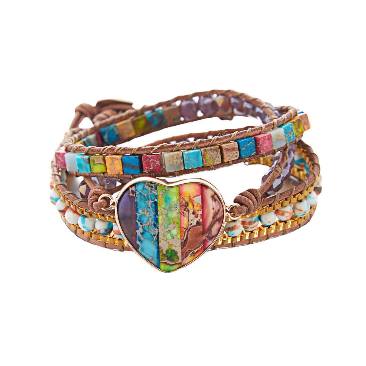 Gewickeltes Armband mit drei Lagen und Achat – Bild 5 | LuxeStyle