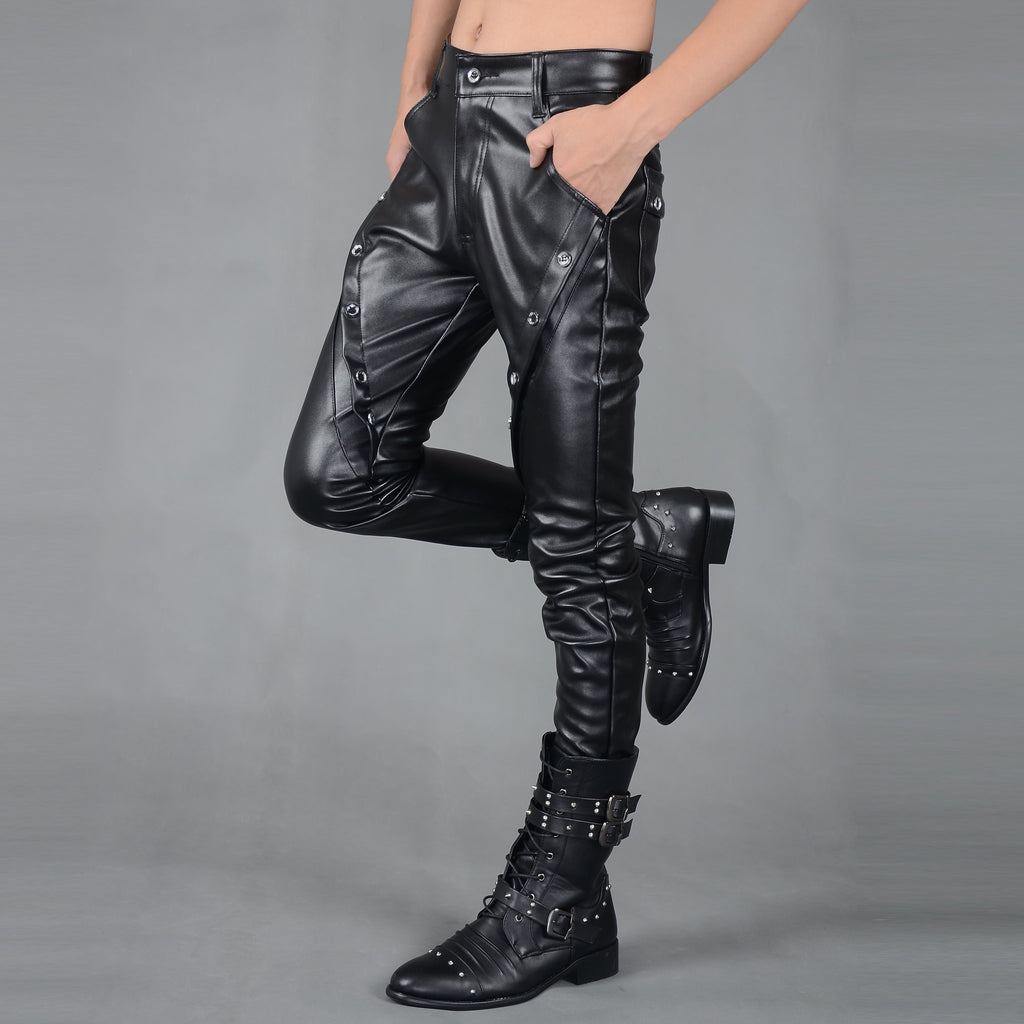 Herren Kunstlederhose mit Reissverschluss