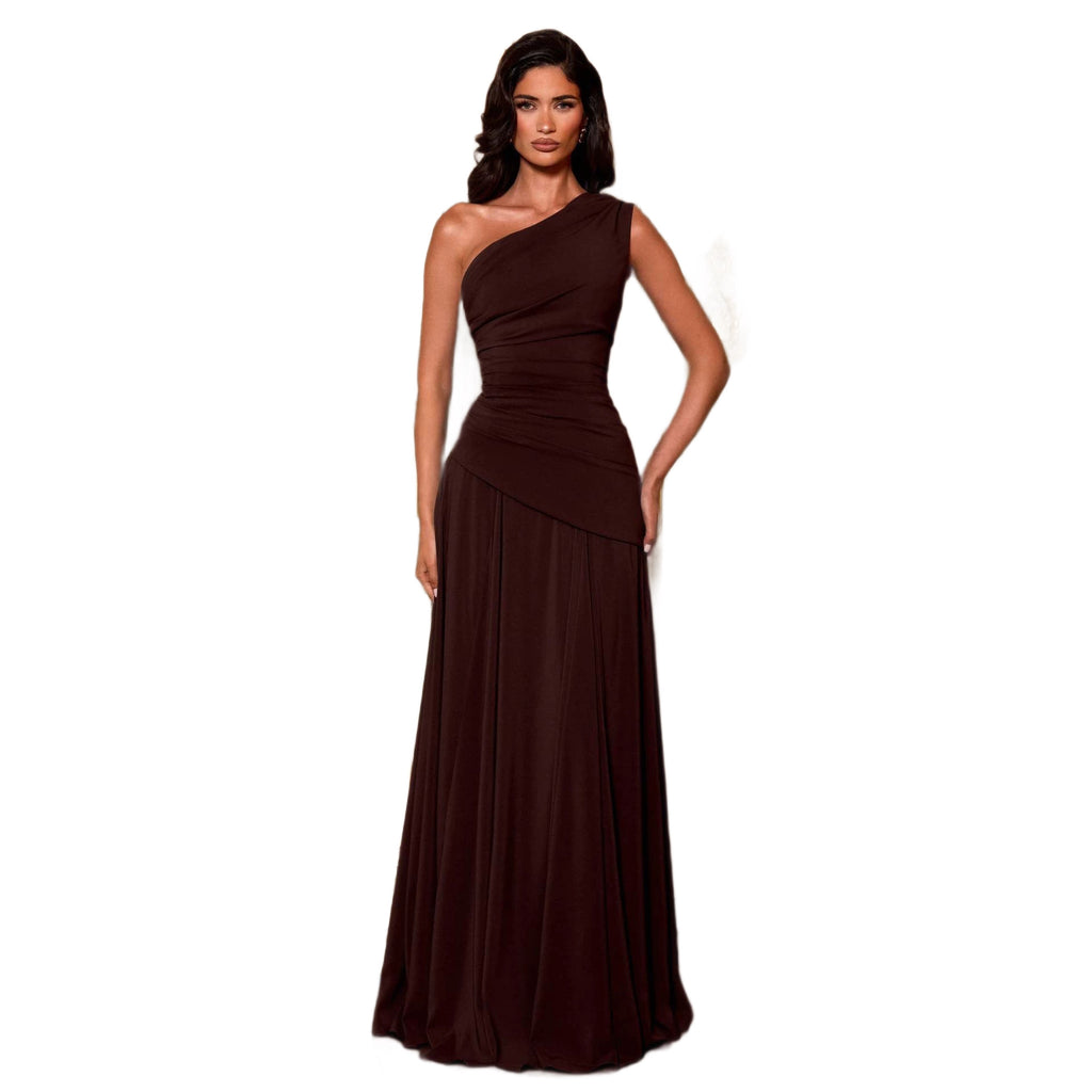Chiffon Maxi-Abendkleid mit One-Shoulder-Design