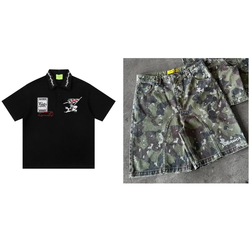 Retro-Polo mit Stickerei