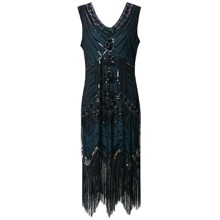 Retro Paillettenkleid mit Perlen