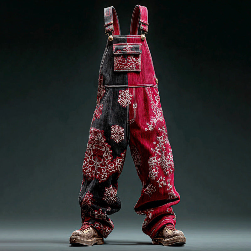 Roter Denim-Overall mit weitem Bein