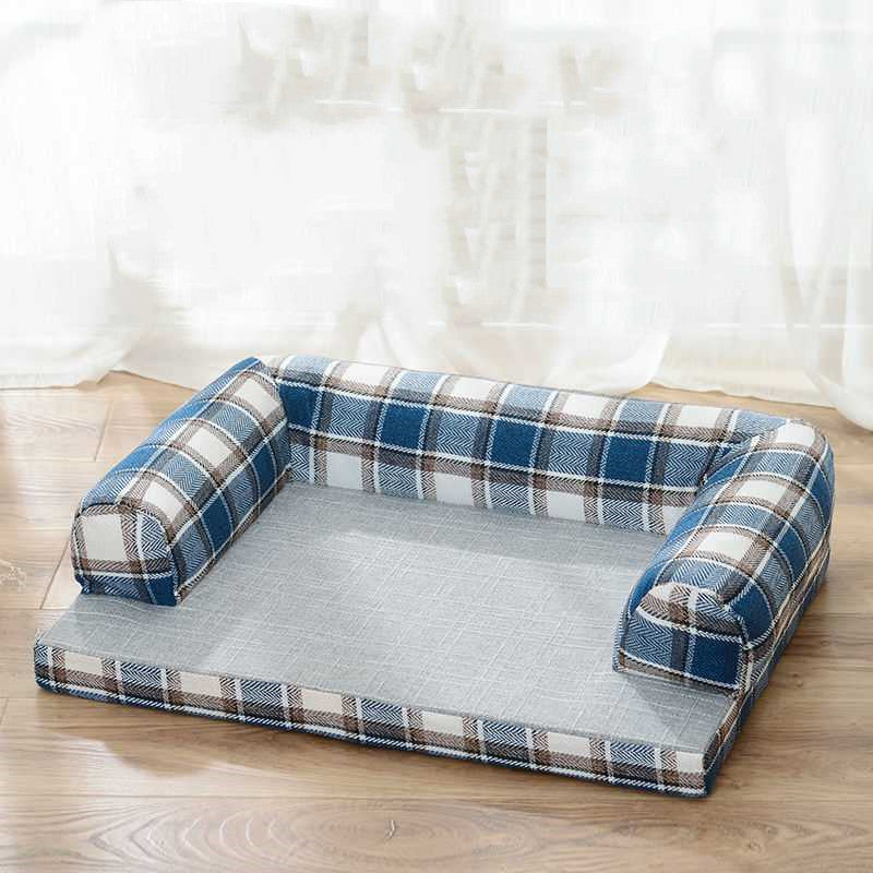 Kratzfestes Leinen-Hundebett mit Kissen
