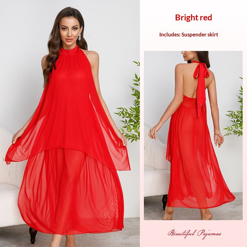 Mehrfarbiges Mesh Neckholder-Nachthemd – Bild 7 | LuxeStyle