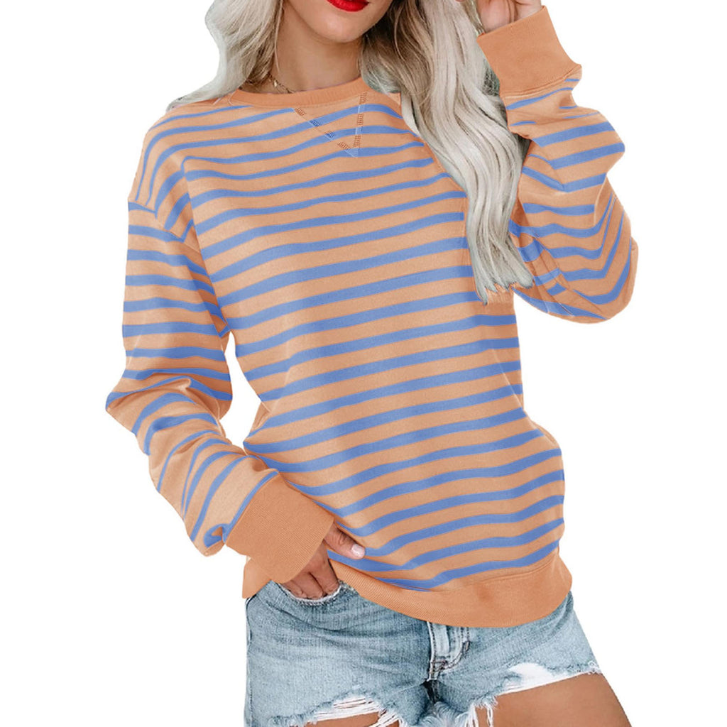 Gestreiftes Color-Blocked Langarm-Sweatshirt