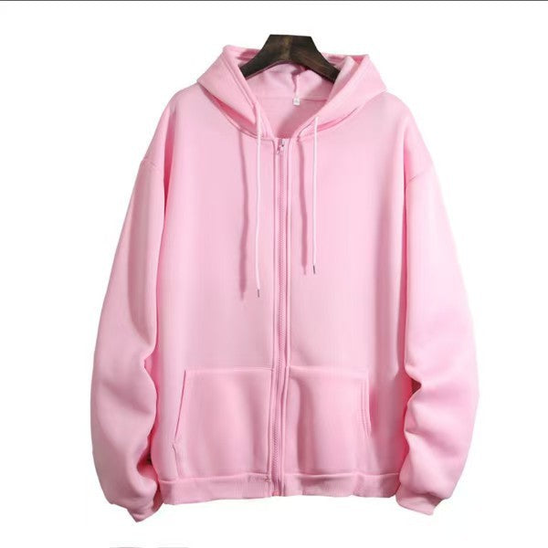 Hoodie Cardigan Solid-Fleece