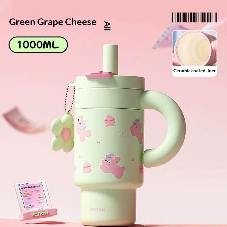 Grosskapazitäts-Wasserflasche mit Strohhalm