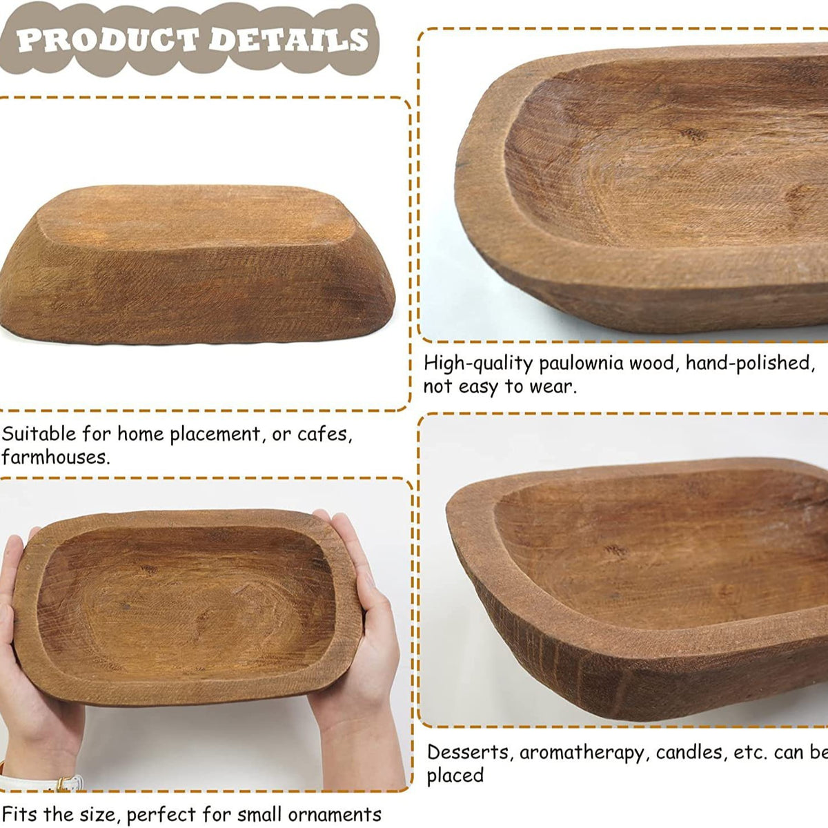 Handgeschnitzte Aufbewahrungsschale aus Holz – Bild 3 | LuxeStyle