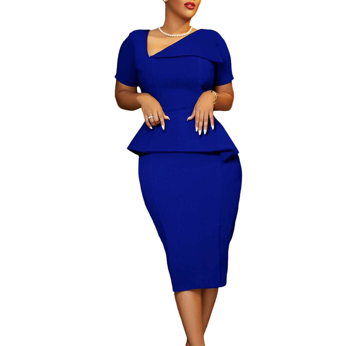 Elegantes Off-Shoulder Midi-Kleid – Bild 2 | LuxeStyle