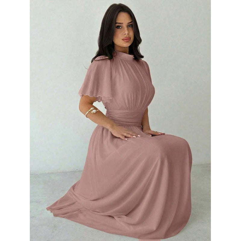 Elegantes A-Linien-Kleid mit Rüschenärmeln