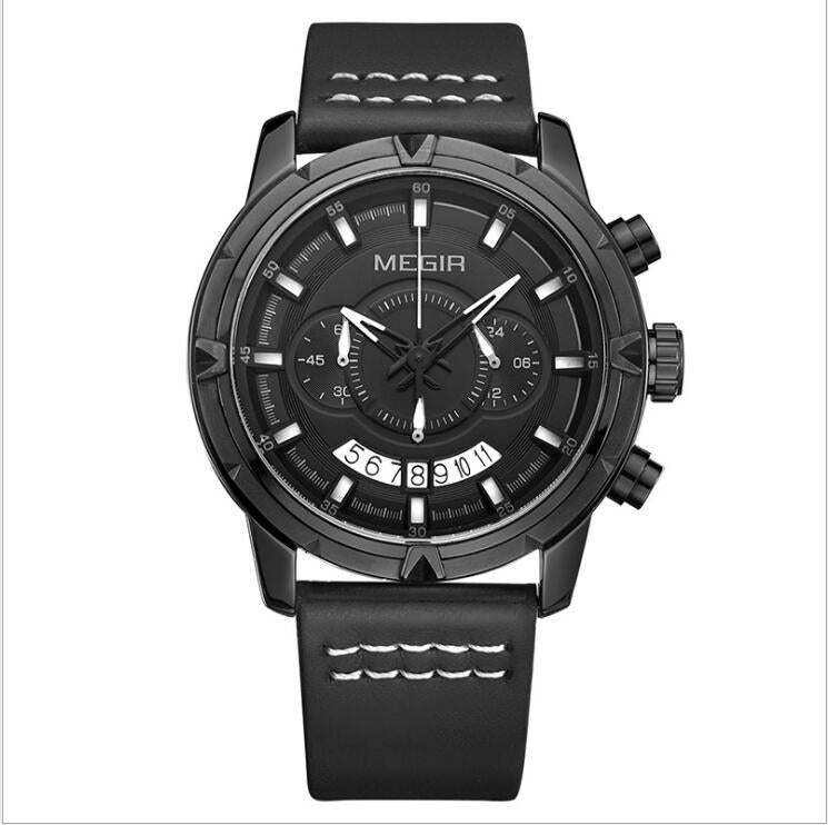 Wasserdichte Multifunktions- Quarzuhr mit Lederarmband – Bild 4 | LuxeStyle