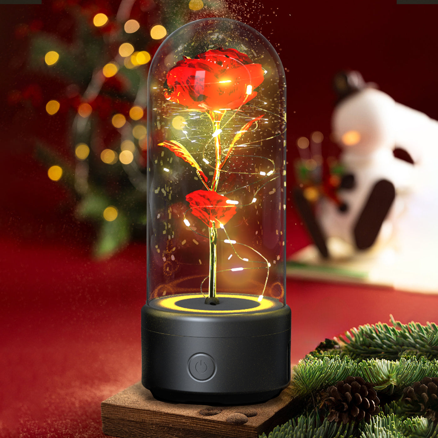 LED Rose mit Bluetooth-Speaker im Glas