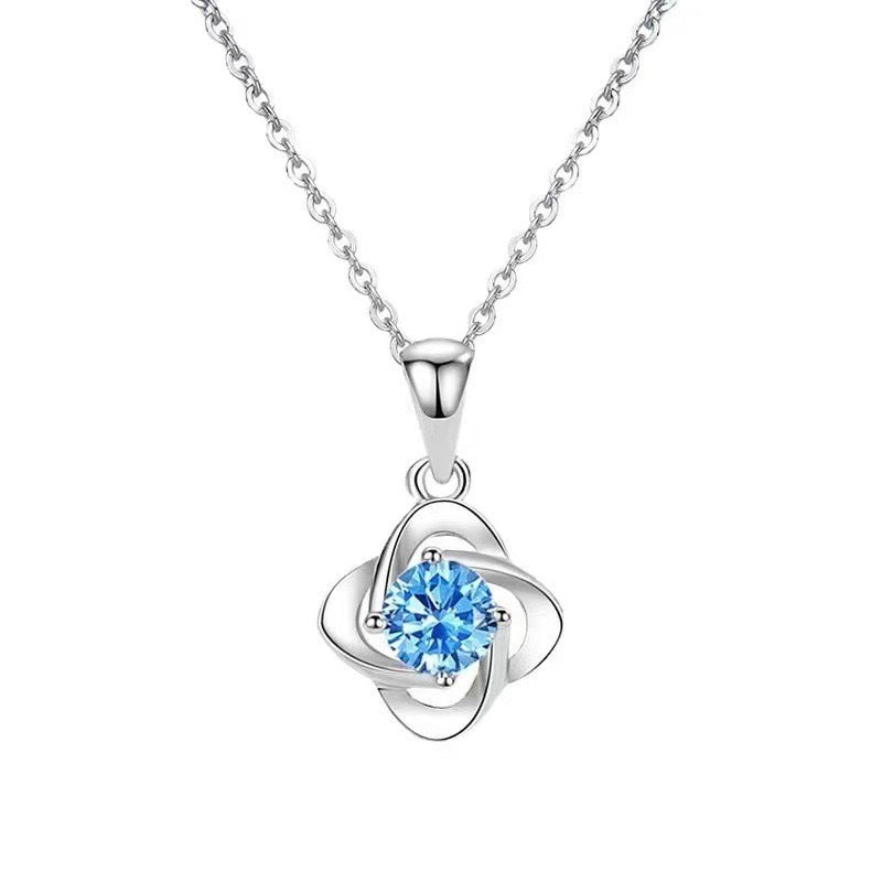 Zirkonia-Kette «Stella» · Kleeblatt-Anhänger, Silber-Optik