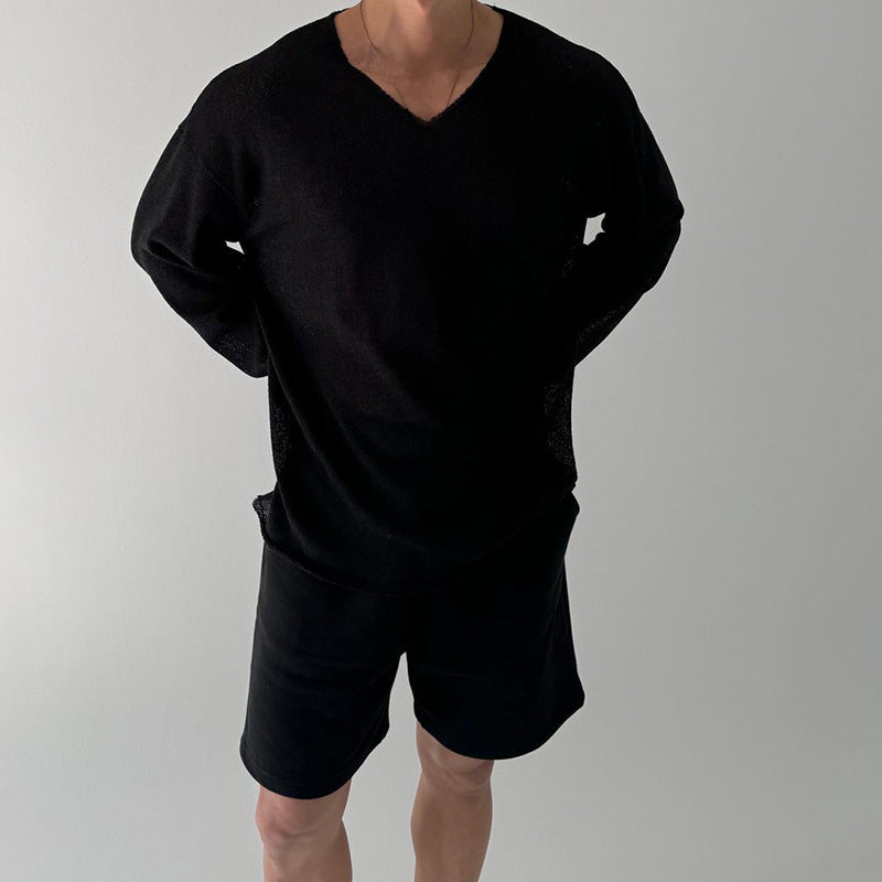 Herren Langarm-Strickpullover Slim Fit