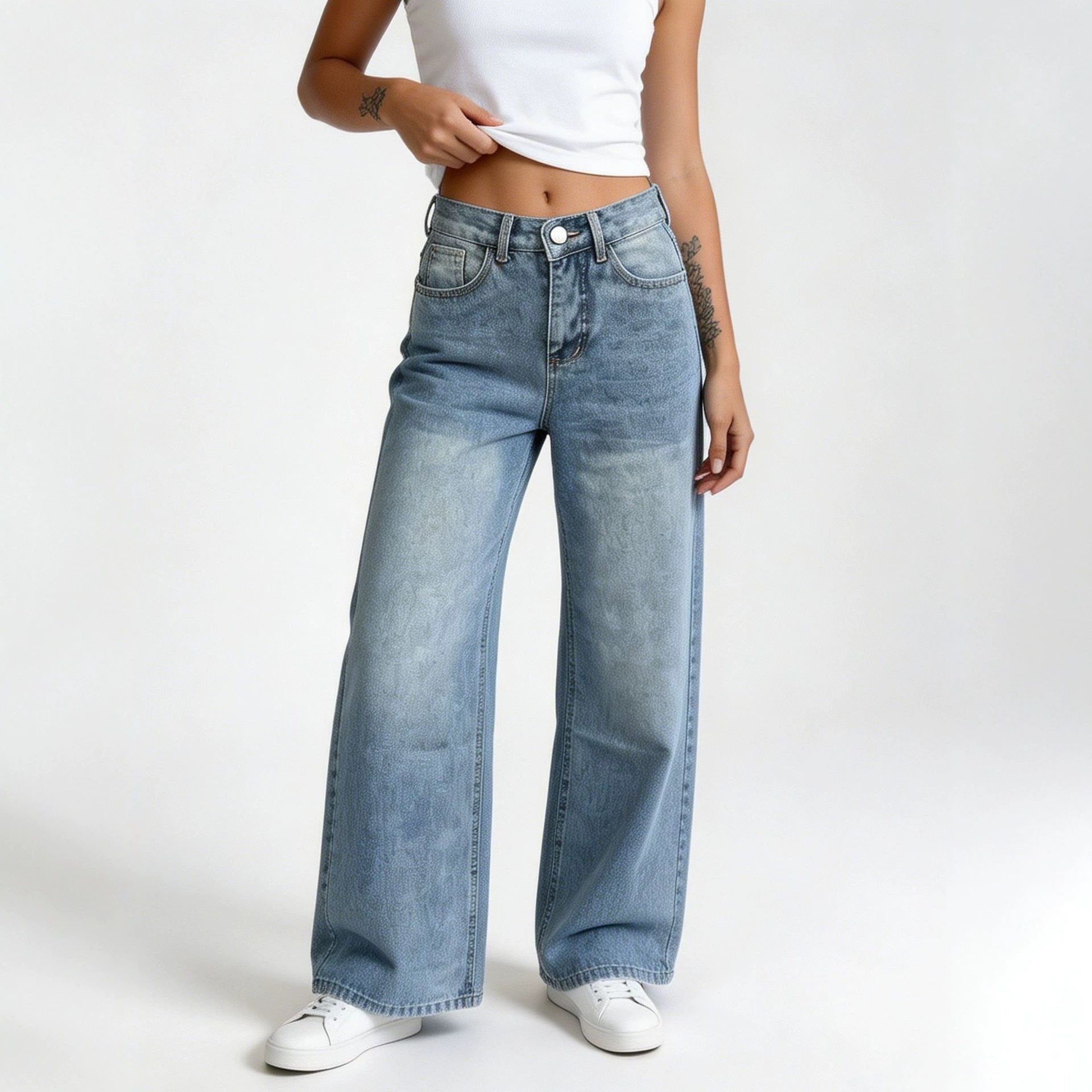 High-Waist Wide-Leg Jeans für Damen