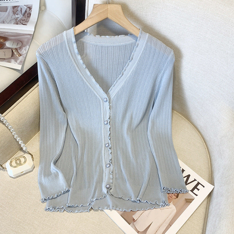 Leichter Strick-Cardigan mit Puffärmeln