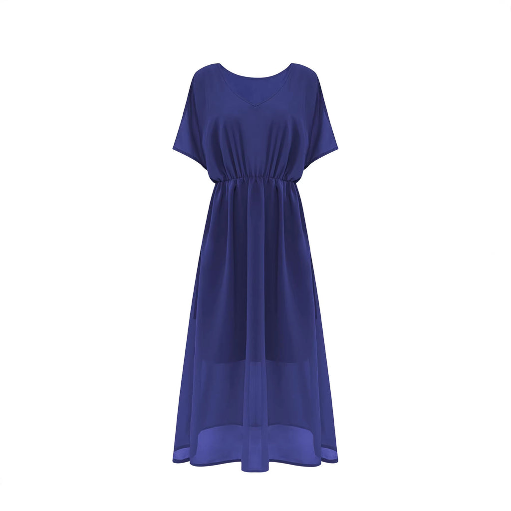 Elegantes V-Ausschnitt Chiffon-Kleid mit Schnürung – Bild 5 | LuxeStyle
