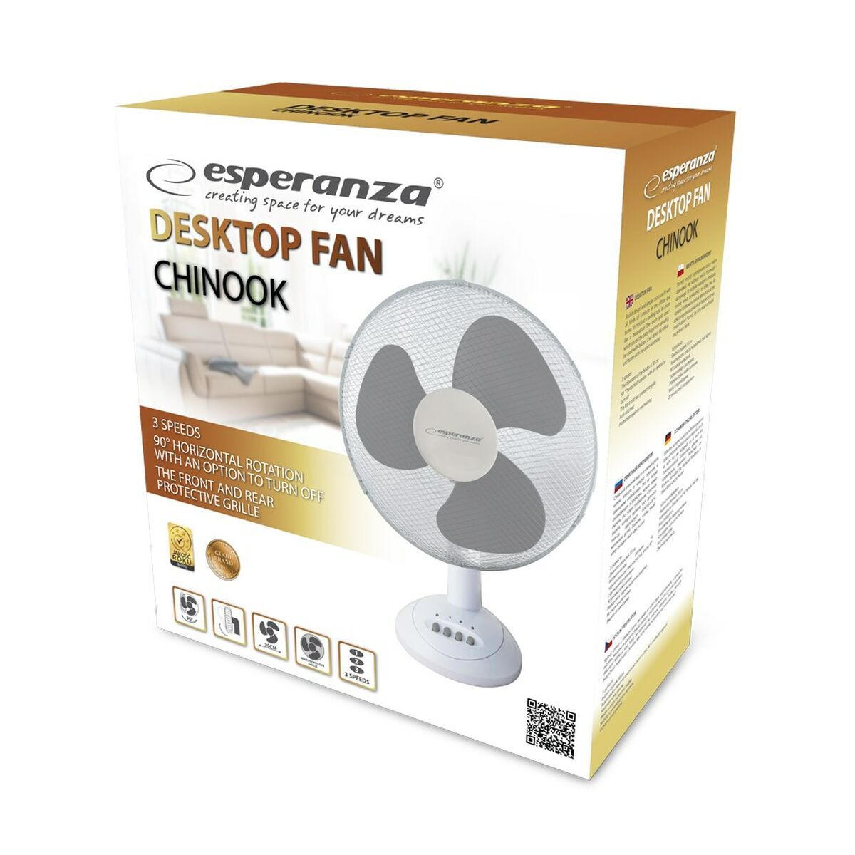 Tischventilator Esperanza EHF003WE Weiss Grau 50 W